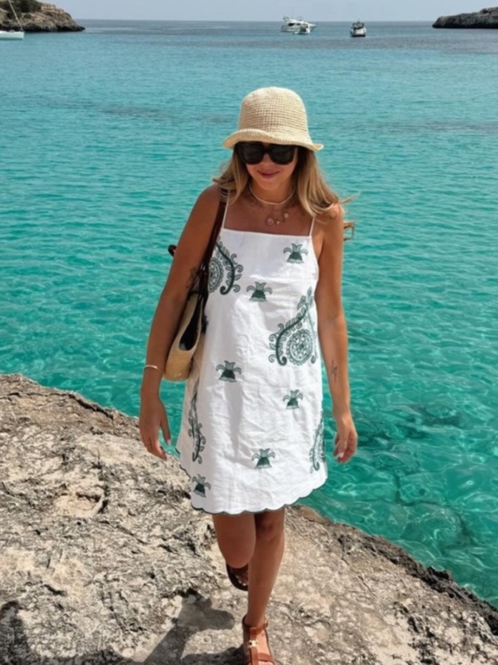 Zara Embroidered Mini Dress | XL | Cotton Slip Dress Vacation Resort